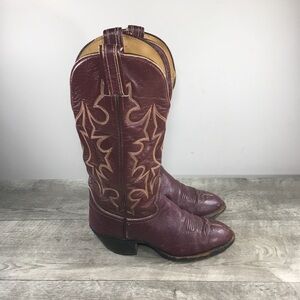 Hondo Western Cowboy Riding Burgundy Cowgirl Leather Womens Boots Vintage Size 6